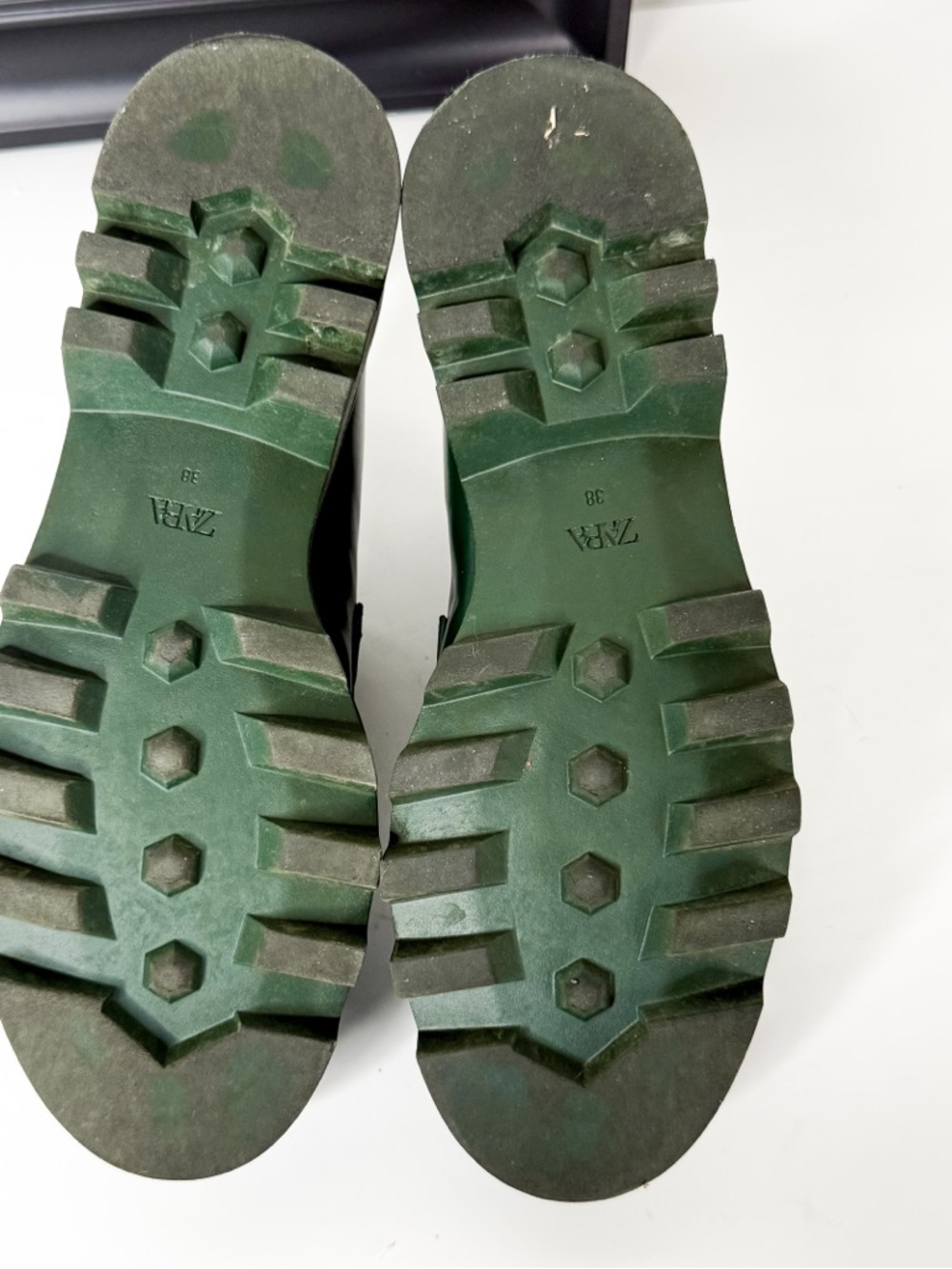 Zara Dark Forest Green Chunky Loafers Lug Sole Platform Shoes EU 38 (US 7–7.5) - Picture 6 of 9